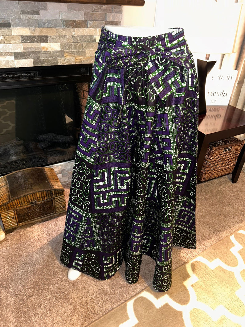 Purple and Green African Print Palazzo Pants